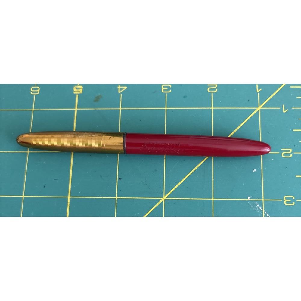 Sheaffer Vintage Red Fineline Lever Fill Fountain Pen Gold Tone Cap Fine Nib 343